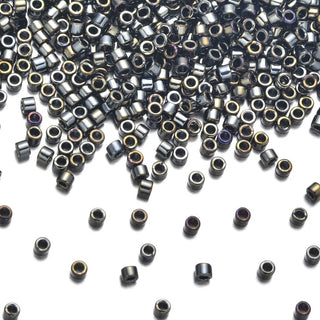 30g Miyuki Delica 11/0 Seed Beads, Opaque Metallic Iris Steel DB26