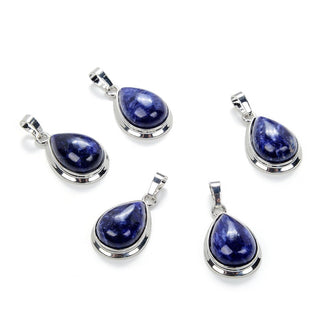 2pcs Natural Blue Sodalite Teardrop Gemstone Pendants, 22mm Pear Stone Drops, G2P-J7