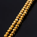 140pcs Creative Club Faceted Rondelle Crystal Glass Beads, Gold Aurum, 8x6mm, Hole ID 1.1mm, CCR833
