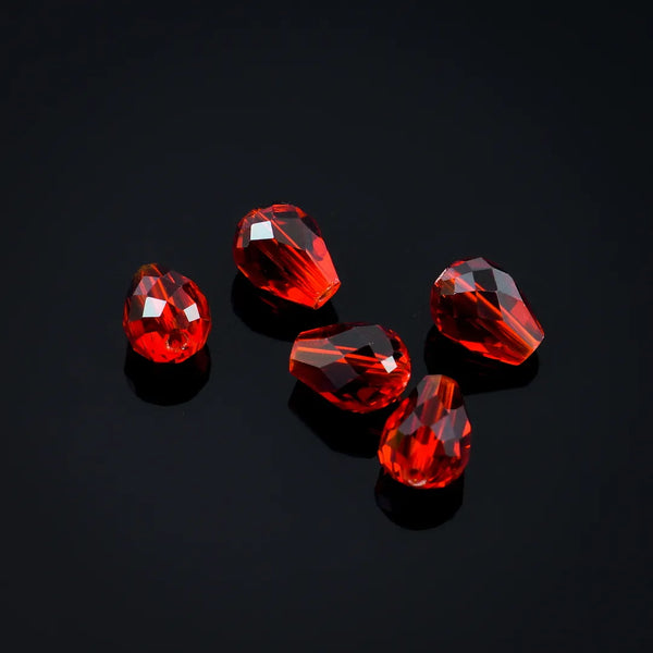 24pcs Adabele Austrian Faceted Teardrop Crystal Beads #5500, Siam Red, 8mm x 6mm, Hole ID 1mm, SST-805