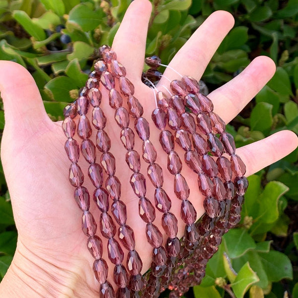 120pcs Creative Club Faceted Teardrop Crystal Glass Beads, Center Drilled, Burgundy Red, 12x8mm, Hole ID 1mm, CCT-1211