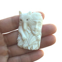 1pc Beautiful Smart Fox Goddess Hand Carved White Buffalo Bone Drop Pendant, Symbol of Strength Prosperity Pendant, with Sterling Silver Bail, 2 Inch, BP-70