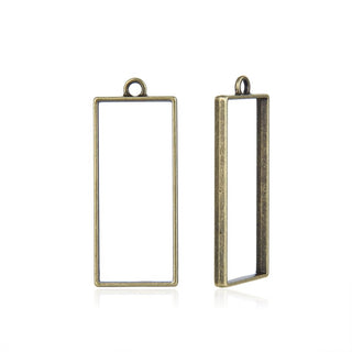 20pcs Open Back Rectangle Bezel Blanks, Pendant Base, Large Resin Mold, Tarnish Resistant Antique Bronze, 49x 20mm, CF287-10