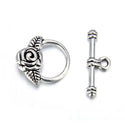 Adabele 20 Sets Rose Flower Toggle Clasp, T-Bar Jewelry Closure, 19mm (0.75 Inch), Antique Silver, MC-AF11