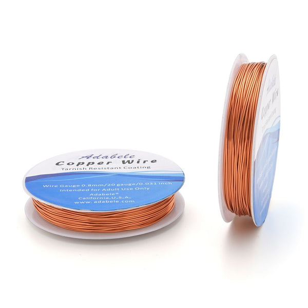 2 Rolls Premium Tarnish Resistant Round Jewelry Raw Copper Wire, Wire Gauge Selections: 0.5mm/0.6mm/0.7mm/0.8mm/1mm