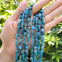 Natural Blue Apatite Gemstone Oval Tumbled Pebble Beads, Irregular, 6mm to 8mm, Hole ID 1mm, 15 Inch/1 Strand, GZ11-18