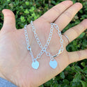 1pc 925 Sterling Silver 4mm Cable Chain Bracelet with "One in a Million" engraved Heart Charm Drop, Length Selections: 7 inch/7.5 inch/8 inch