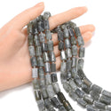 Natural Labradorite Gemstone Faceted Tube Beads, 14x7mm, Hole ID 1mm, 15 Inch/1 Strand, GZ8-9