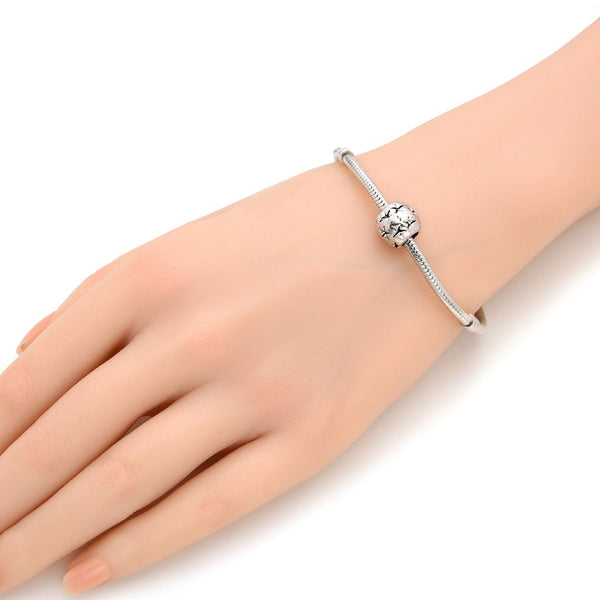 20pcs North Star Large Hole Round Beads, Hole ID 4.5mm, Antique Silver, Zinc Alloy Metal, MEC-F15