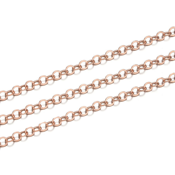 33 Feet Flat Round Link Copper Chain Link, Bright Coppery, 3.5mm, CW10-N1