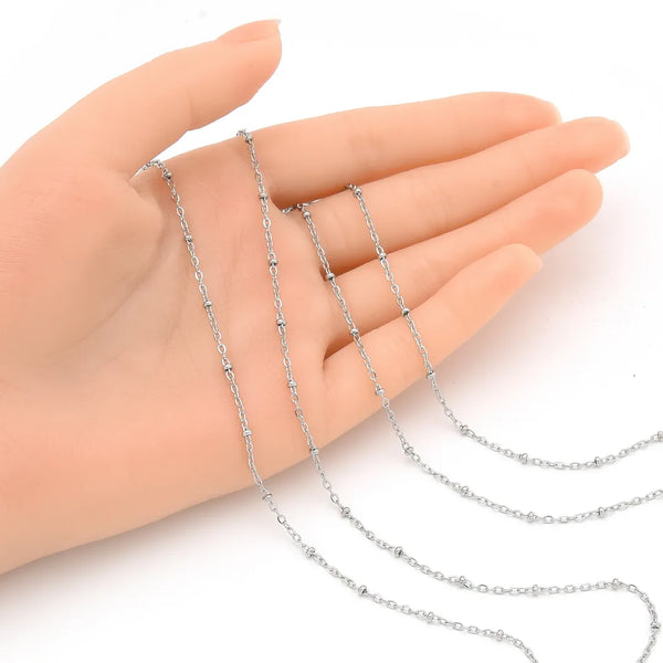33ft 304 Stainless Steel Satellite Cable Chain with 2mm Beads