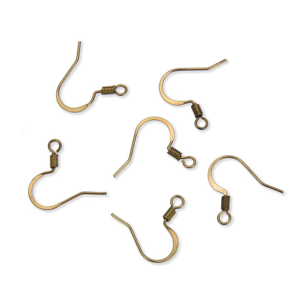 100pcs Raw Brass Flat Fish Earring Hooks, 0.7mm/21 Gauge, 18mm, Unplated/Uncoated, CX21