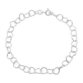 1pc 925 Sterling Silver 6.6mm Heart Link Chain Bracelet, Length Selections: 7 inch/7.5 inch/8 inch
