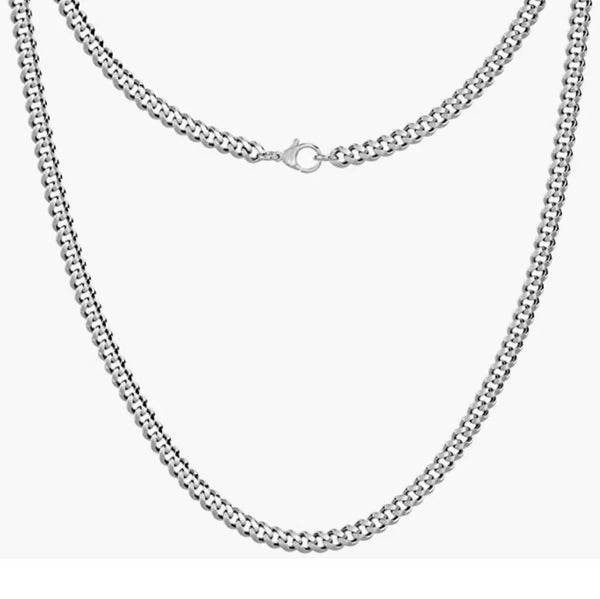 5pcs 304 Stainless Steel 3.5mm Diamond-Cut Cuban Curb Chain Necklaces (18 Inch/20 Inch/22 Inch)