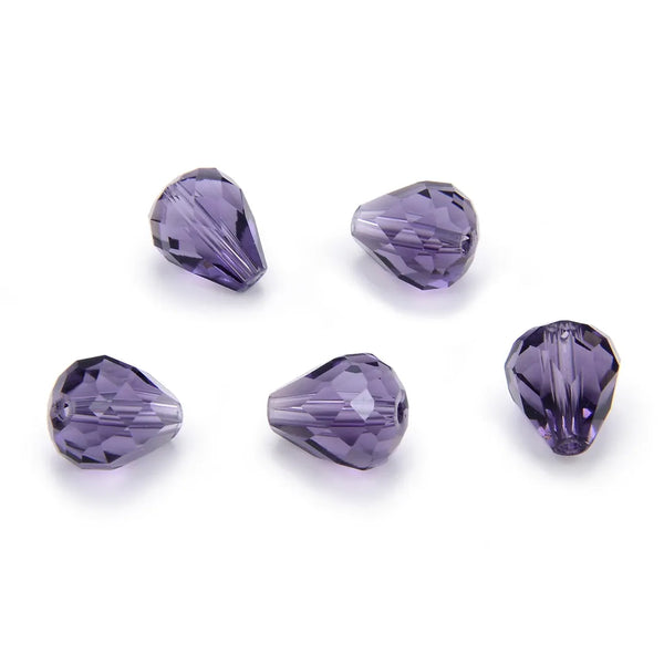24pcs Adabele Austrian Faceted Teardrop Crystal Beads #5500, Tanzanite Purple, 12mm x 10mm, Hole ID 1.2mm, SST-1226
