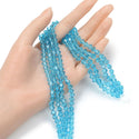 250pcs Creative Club Faceted Bicone Crystal Glass Beads, Aquamarine Blue, 6mm (0.24 Inch), Hole ID 1mm, CCB610