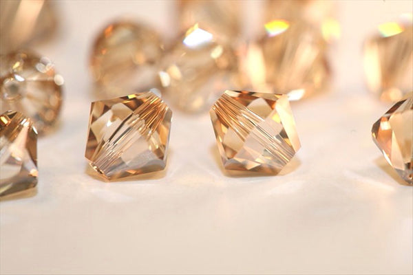 100pcs Preciosa Faceted Bicone Crystal Beads, Crystal Honey (Golden Shadow), Size Selections: 3mm/4mm/6mm