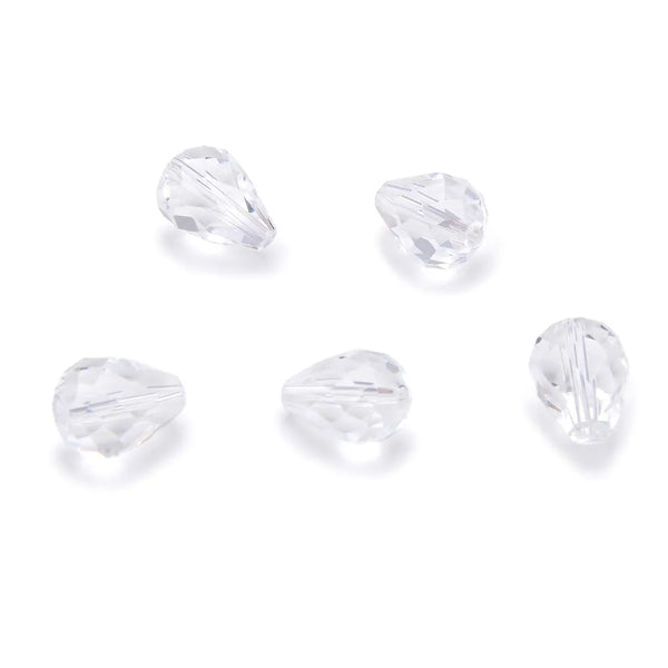 24pcs Adabele Austrian Faceted Teardrop Crystal Beads #5500, Crystal Clear, 10mm x 8mm, Hole ID 1.1mm, SST-1001