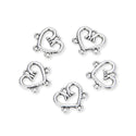 20pcs Love Heart Links, 4 Closed Rings, 15.7mm (0.62 Inch) Double Sided Connector, Antique Silver, MC-D3