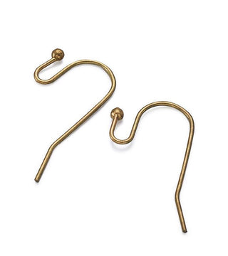 100pcs Ball End Fish Earring Hooks, Antique Bronze Plated Brass, 0.75mm/21 Gauge, 20mm Long CF206-B