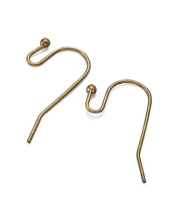 100pcs Ball End Fish Earring Hooks, Antique Bronze Plated Brass, 0.75mm/21 Gauge, 20mm Long CF206-B