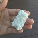 1pc Beautiful Two-Husky Goddess Hand Carved White Buffalo Bone Drop Pendant, Symbol of Strength Prosperity Pendant, with Sterling Silver Bail, 2.2 Inch, BP-71