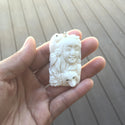 1pc Beautiful Two-Husky Goddess Hand Carved White Buffalo Bone Drop Pendant, Symbol of Strength Prosperity Pendant, with Sterling Silver Bail, 2.2 Inch, BP-71