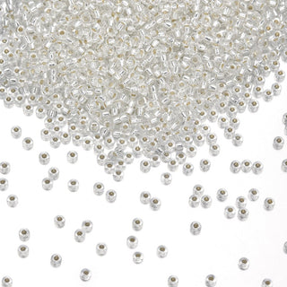 25g Miyuki Rocaille 8/0 Round Seed Beads Silver-lined Crystal Clear RR-1