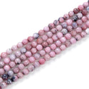 Natural Pink Rhodonite Jade Gemstone Faceted Round Beads, 10mm, Hole ID 1mm, 14 Inch/1 Strand, GH-G28