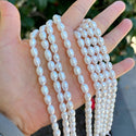 14 Inch Natural AA+ Grade High Luster Teardrop Oval Rice Pearl Beads, White Cultured Freshwater Pearls, 6-7mm, Hole ID 0.7mm, PB3-67