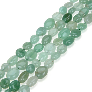 Natural Green Aventurine Gemstone Oval Tumbled Pebble Beads, Irregular, 7mm to 10mm, Hole ID 1mm, 15 Inch/1 Strand, GZ12-49