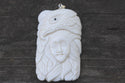 1pc Beautiful Eagle Goddess Hand Carved White Buffalo Bone Drop Pendant, Symbol of Strength Prosperity Pendant, with Sterling Silver Bail, 2.2 Inch, BP-72