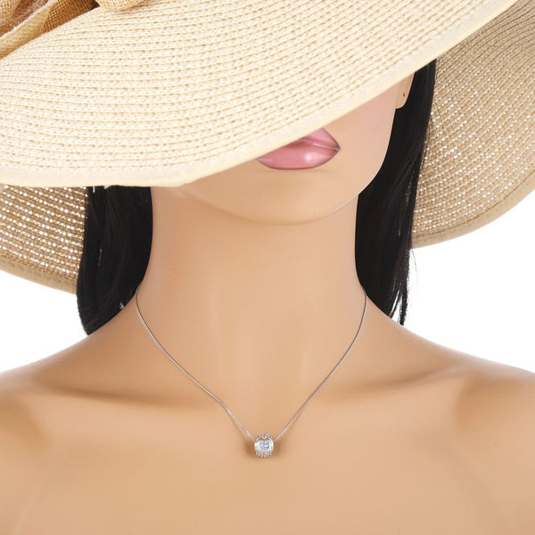 1pc 925 Sterling Silver Round Heart Pattern March Birthstone Bead Charm, Blue Aquamarine Cubic Zirconia CZ, 11x9mm, Hole ID 4.5mm, EC1-H3