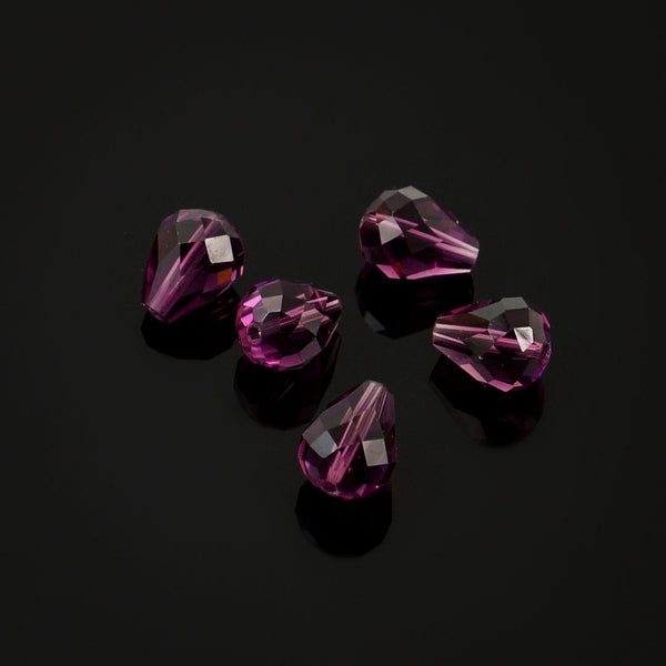 24pcs Adabele Austrian Faceted Teardrop Crystal Beads #5500, Amethyst, 10mm x 8mm, Hole ID 1.1mm, SST-1011