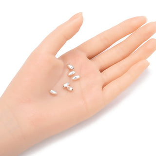 100pcs Smooth Oval Rice Beads, Sterling Silver Plated Brass, Size Selections: 7x4mm, 8x5mm, 10x6mm, 12x7mm