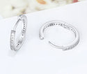 1 Pair Real 925 Sterling Silver Round Huggie Hoop Earrings, Pave Cubic Zirconia CZ, 15.5mm, SSE41-2