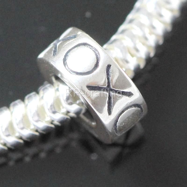 1pc Solid 925 Sterling Silver Hugs Kisses Charm XO Bead Charm, Compatible with Pandora All Other Charm Bracelet, EC389