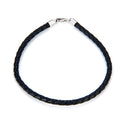1pc Braided Black Leather Cord Necklace, Sterling Silver Clasp, 3mm Diameter, Length Selections: 7 inch/7.5 inch/8 inch