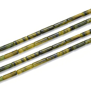 Natural Green Jade Gemstone Cylinder Tube Beads, 13x4mm, Hole ID 1mm, 14.5 Inch/1 Strand, GH-H15