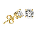 1 pair 18K Yellow Gold Plated Sterling Silver Stud Earrings, 4mm/0.25 Carat Round Cut Cubic Zirconia CZ Diamond, Small Tiny, SSE75-4