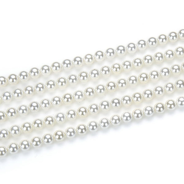 AAA Grade Natural Shell Pearl Round Beads, Freshwater Mother Of Pearl Nacre, Pearl White, 1 Strand/15 Inch, Size Selections: 4mm/6mm/8mm/10mm