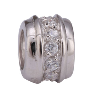 Solid 925 Sterling Silver April Birthstone Cubic Zirconia Bead Charm