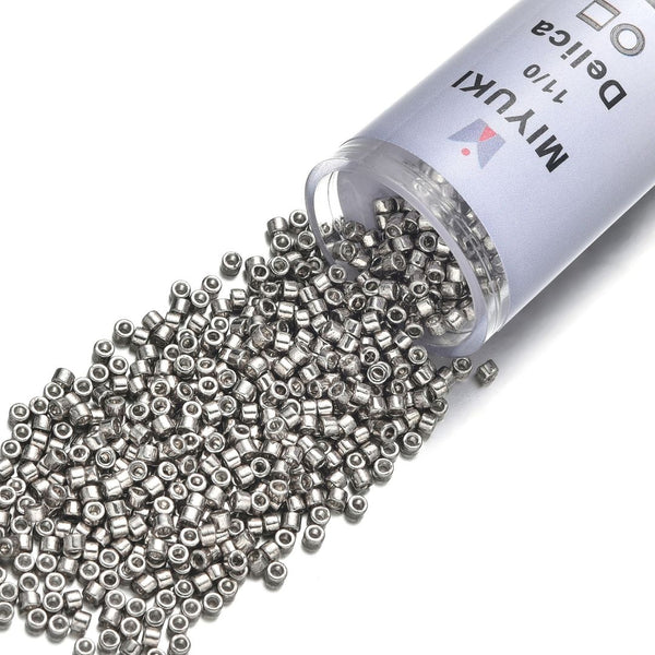 7.5g Miyuki Delica 11/0 Seed Beads, Opaque Galvanized Pewter DB436