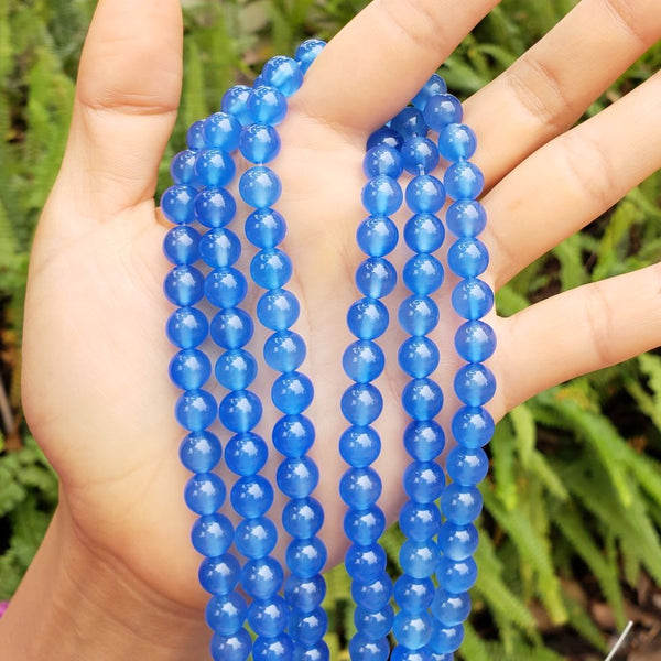 AAA Natural Blue Agate Gemstone Round Beads, 15 Inch/1 Strand, Size Selections: 4mm/6mm/8mm/10mm