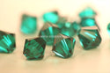 50pcs Preciosa Faceted Bicone Crystal Beads, Emerald Green, 6mm, Hole ID 1mm, Pre-B624