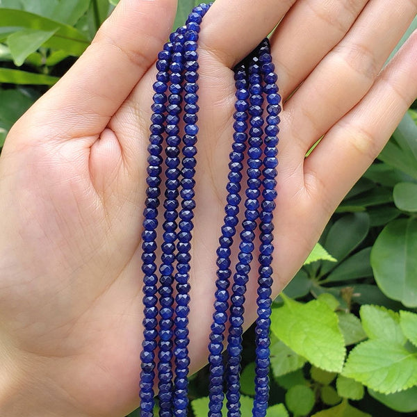 Natural Sapphire Blue Quartz Gemstone Faceted Rondelle Beads, 4x2mm/Small, Hole ID 0.9mm, 14 Inch/1 Strand, GH1R-8
