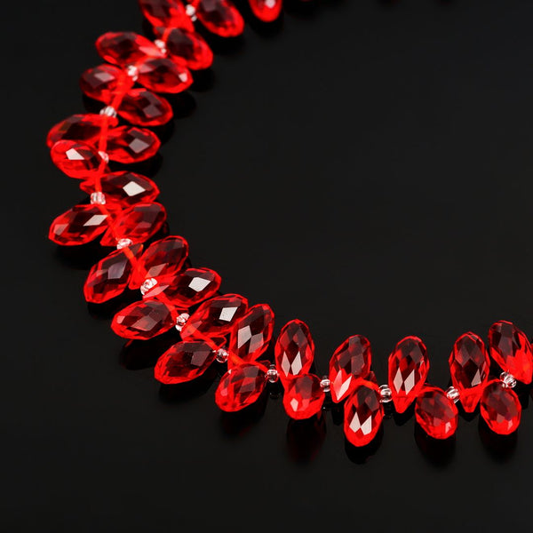 200pcs Creative Club Faceted Teardrop Briolette Crystal Glass Beads, Pendant Drop, Light Siam Red, 12x6mm, Hole ID 1mm, CCT2-6