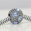 1pc 925 Sterling Silver December Birthstone Bead Charm, Blue Zircon Cubic Zirconia CZ, 10.3x9mm, Hole ID 4.5mm, EC1-M12