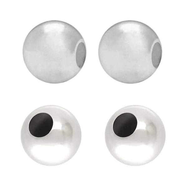 5pcs 925 Sterling Silver Large Hole Round Spacer Beads, 10mm, Hole ID 4.5mm, SS200-10