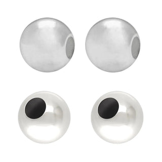 10pcs 925 Sterling Silver Large Hole Round Spacer Beads, Size Selections: 6mm/8mm/10mm